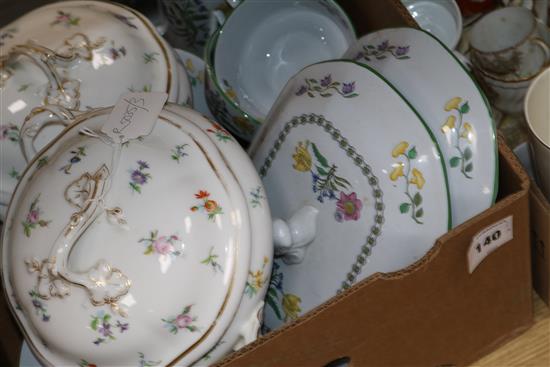 A Spode Summer Palace part dinner service and two Continental porcelain tureens